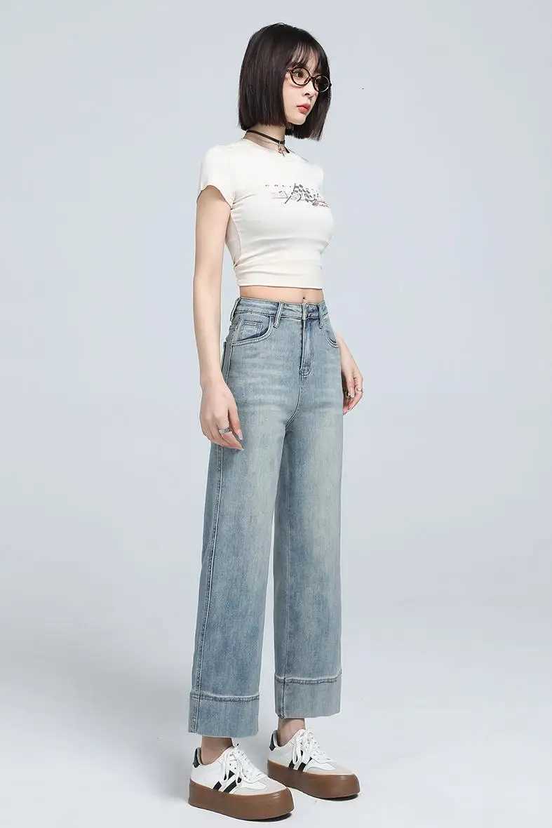 Cropped Jeans Stretch Straight Trousers Designer Stylish High Waist Korean Dongdaemun Denim Woman Reviews Many Womens Mom GirlsT251013