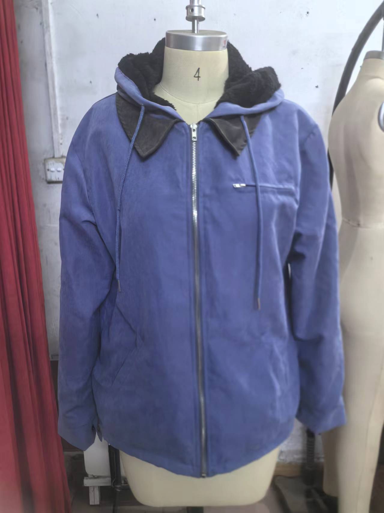 Men's Solid Color Hooded Cotton Jacket, Fleece-Lined Zip-Up Pocket Casual Outerwear European code: M-3XL