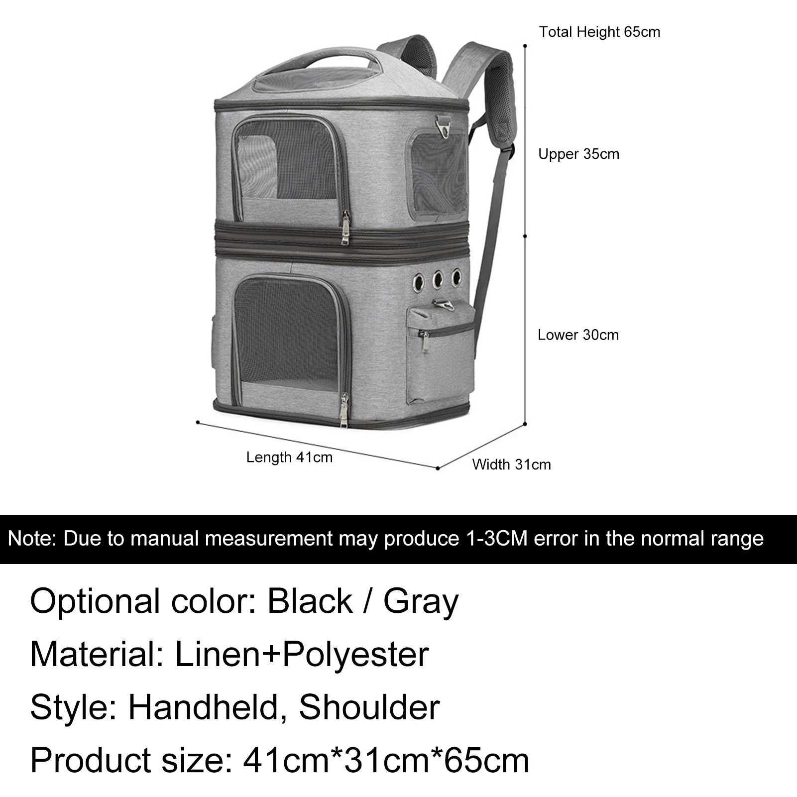Double Layer Pet Backpack Oxford Cloth Portable Large Capacity Carrier Bag Can Accommodate Two Cat Outdoor Travel Cat Bag C251013