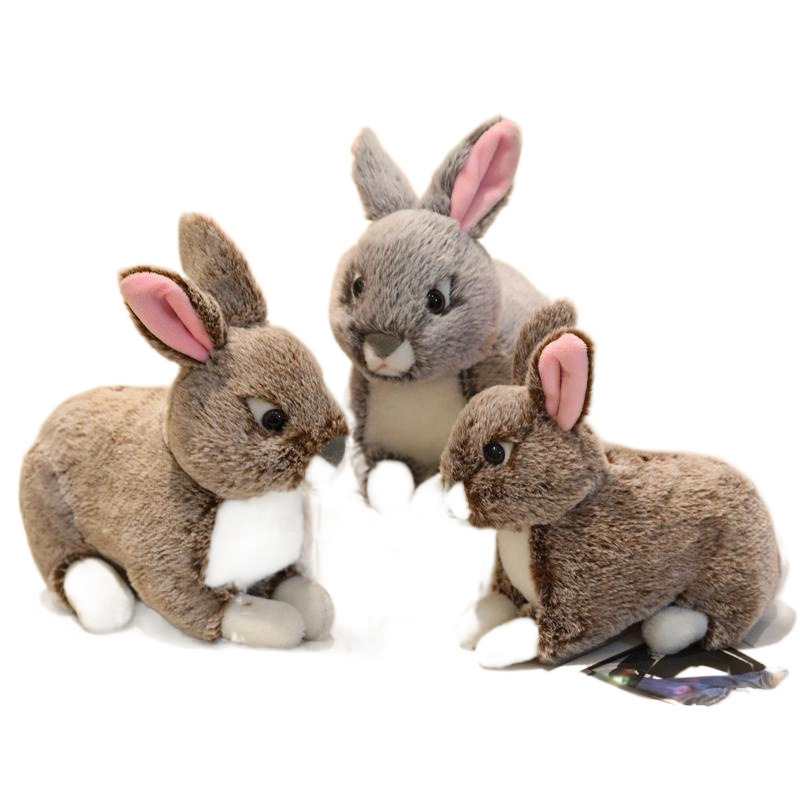 Simulation Lying Position Wild Rabbit Plush Toy Little Bunny Children's Companion Comfort Doll Birthday Gift