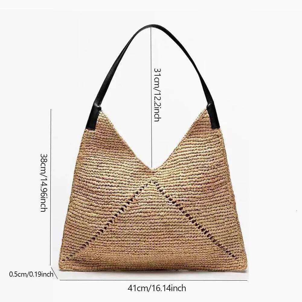 Rattan Tote Bag ,Women's Straw Woven Handbag,Fashionable Handmade Shoulder Handbags For Women Elegant Purse