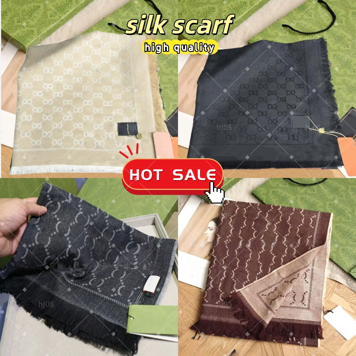 Silk scarf designers designer luxury scarf for women spring autumn winter sjaal fashionable letter echarpe luxe designer silk scarf fringed blend140x140cm hj082