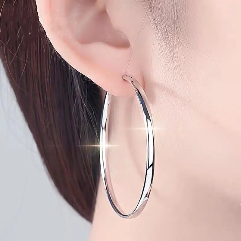 Somila Fashion S925 Earrings 37CM Diameter Big Hoop Earrings For Women Platinum Plated Ear Rings C K 251009