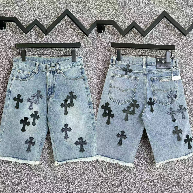 Hip hop Rock street style Jeans Multi-pocket Floral embroidered denim shorts men Y2k Summer Punk loose couple short pants 240722