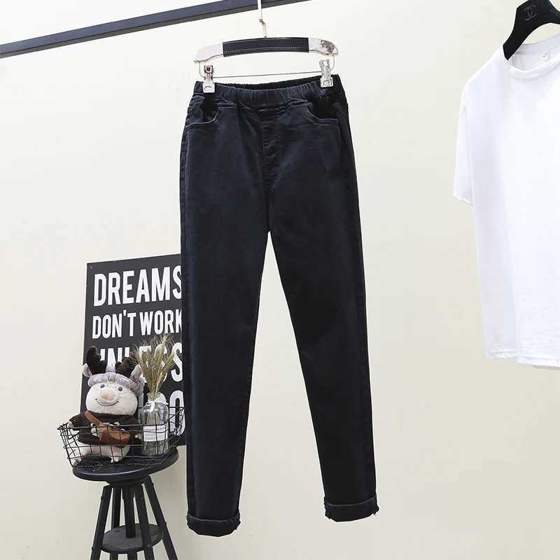 S6XL High Stretch Skinny Jeans Sexy Clothes Women Mom Denim Pants High Waist Elastic Band Slim Pencil Pants Light Blue BlackT251013