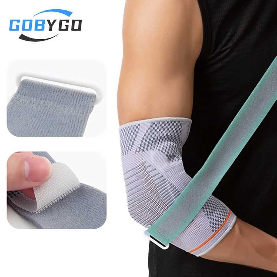 GOBYGO 1Pcs Sports Elbow Pads Silicone Compression Antislip Adjustable 3D Knitted Elbow Pads Strain Relief Elbow Pads Men Women C251013