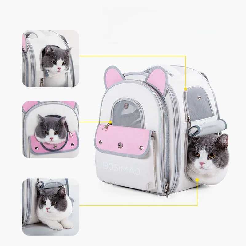 2in1 Cat Carrier Backpack Dual Expandable Backpack Foldable Breathable Carrier Pets and Small Dogs transporte pet backpack C251013