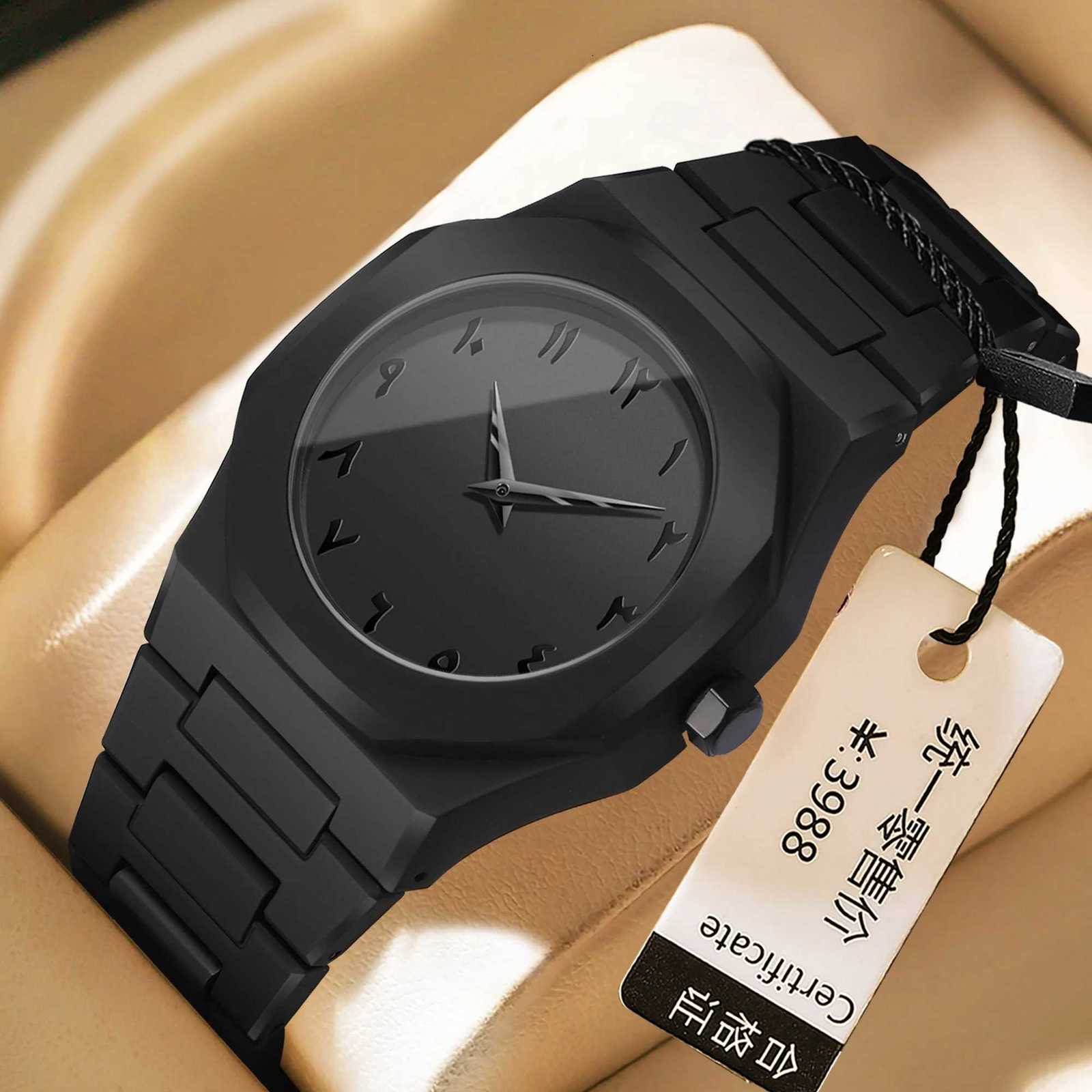 BINBOND Creative Middle East Arabic Digital Quartz Mens Watch Modern Minimalist Sketching Creative Design Waterproof Men Watch D251011