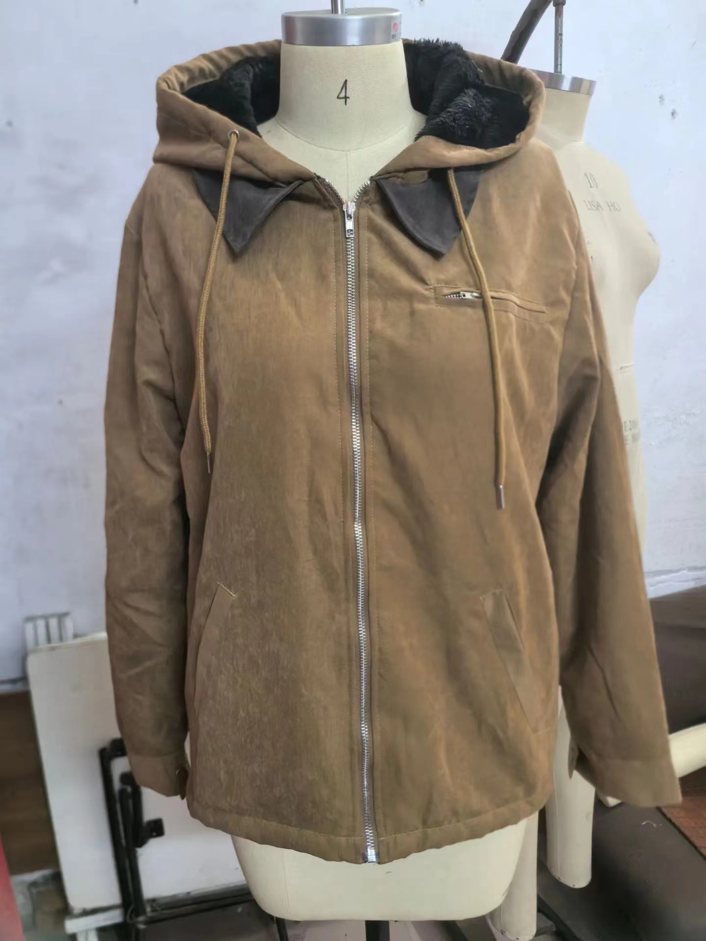 Men's Solid Color Hooded Cotton Jacket, Fleece-Lined Zip-Up Pocket Casual Outerwear European code: M-3XL