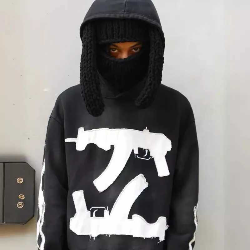 Y2k Goth Trendy Street European and American Patchwork Pattern Long Sleeved Pullover Hoodie Hiphop High Street New Sweatshirts J251013