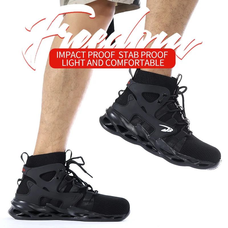 Fashionable breathable antismash and antipuncture safety shoes 251009