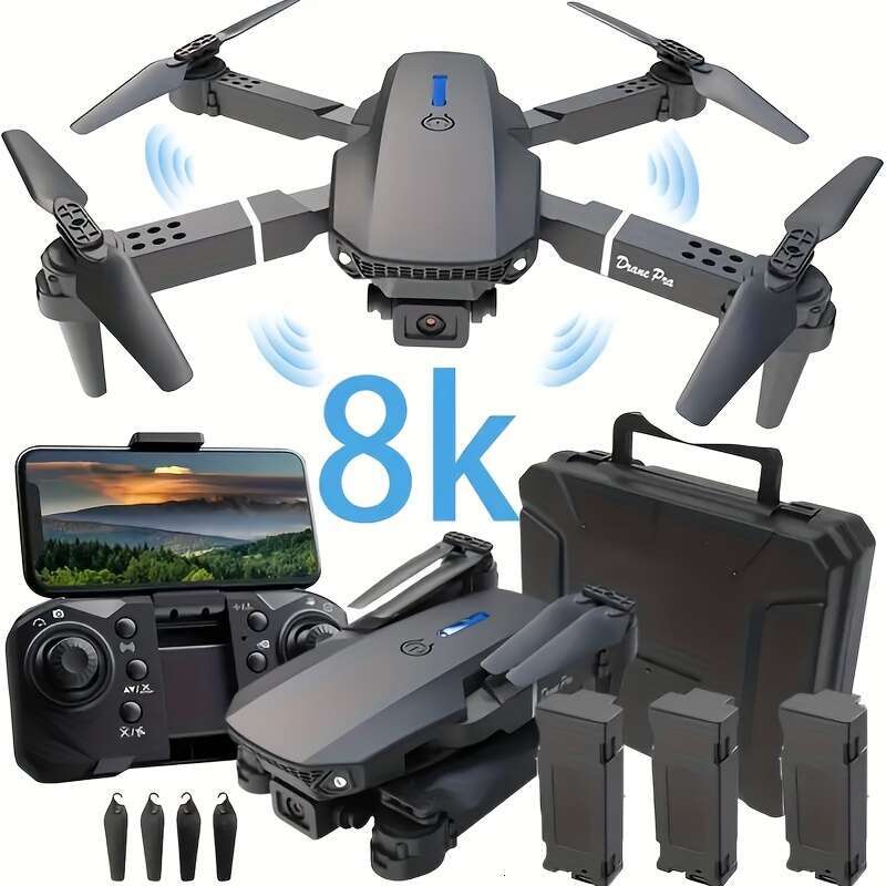 8K FPV Foldable Drone Dual High-Definition Cameras, Quadcopter, Equipped With Voice Gesture Control, Portable Casing, One Click Takeoff And Landing, O