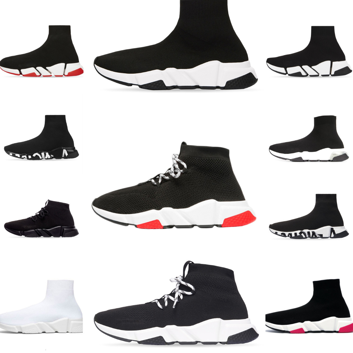Designer Speed V2 V4 Sock Runner Shoes Trainers Men Women High Low 2.0 3.0 4.0 Graffiti White Black Casual Shoes Red Clear Sole Lace-up Mesh Canvas Socks Platform Sneakers