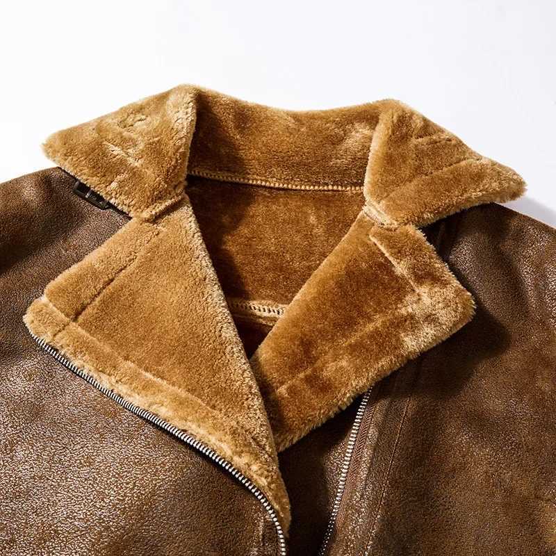 Winter Lapel LeaTHer JaCKet Plush THiCK Coat Mens Motorcycle JaCKet Korean Street Fashion Mens JaCKet Men J251014