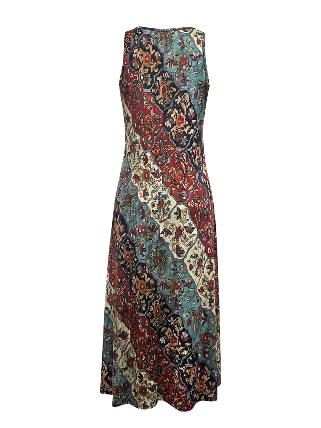 Women's Spring Summer New Retro Printed Versatile Ethnic - Style Midi Dress - Travel, Vacation & Daily Office Wear-CF51104