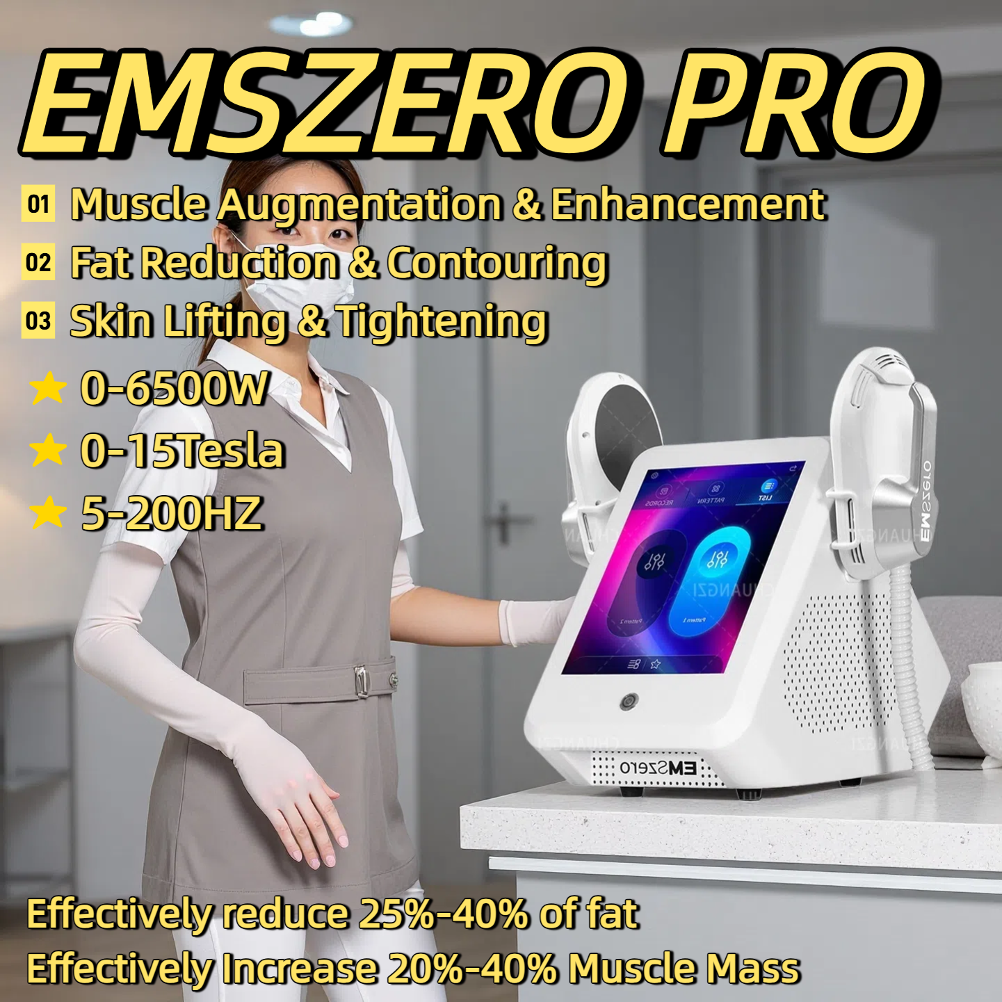 EMSZERO NEO RF HIEMT EMS Body Sculpt Machine Eletric Muscle Stimulator Muscle Massager Fat Burner Weight Loss Butt Lifter Shaper 6500W 200HZ 15Tesla M
