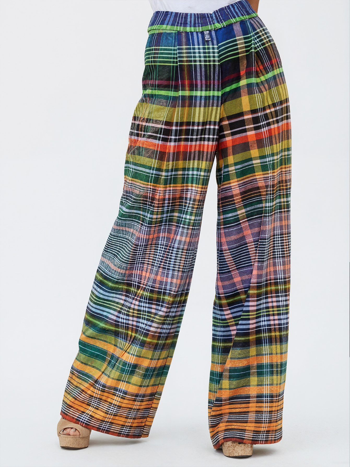 Women's Fashion Zebra - Plaid Printed Casual Wide - Leg Pants-CF42392