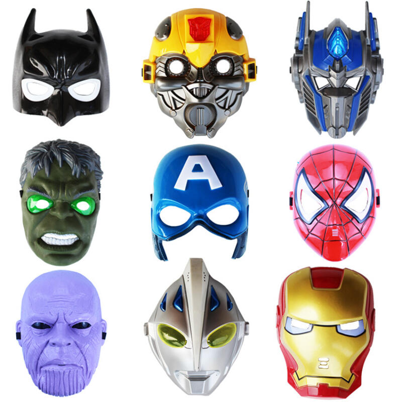 Disney Glowing Mask Halloween Role Play Mask Spiderman Captain America Batman Iron Man Hulk Batman Glowing Cartoon Accessories Baby Boys Product baby 