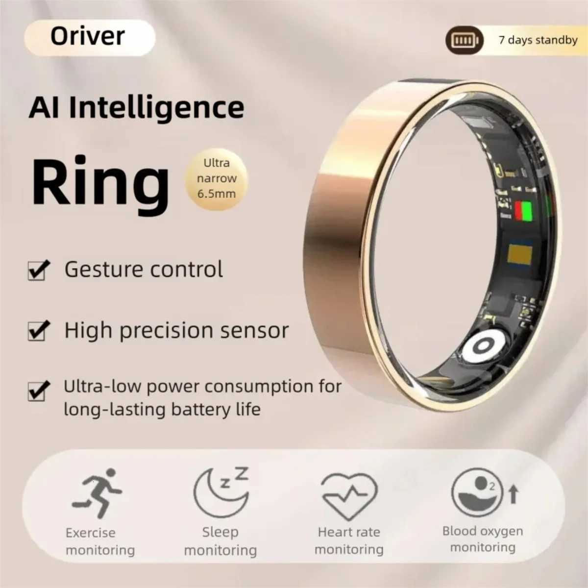 Wens Smart Rings with Charging Case tra Narrow and Slim Health Monitoring Long Battery 5ATM Waterproof Mens Smartring Y251014