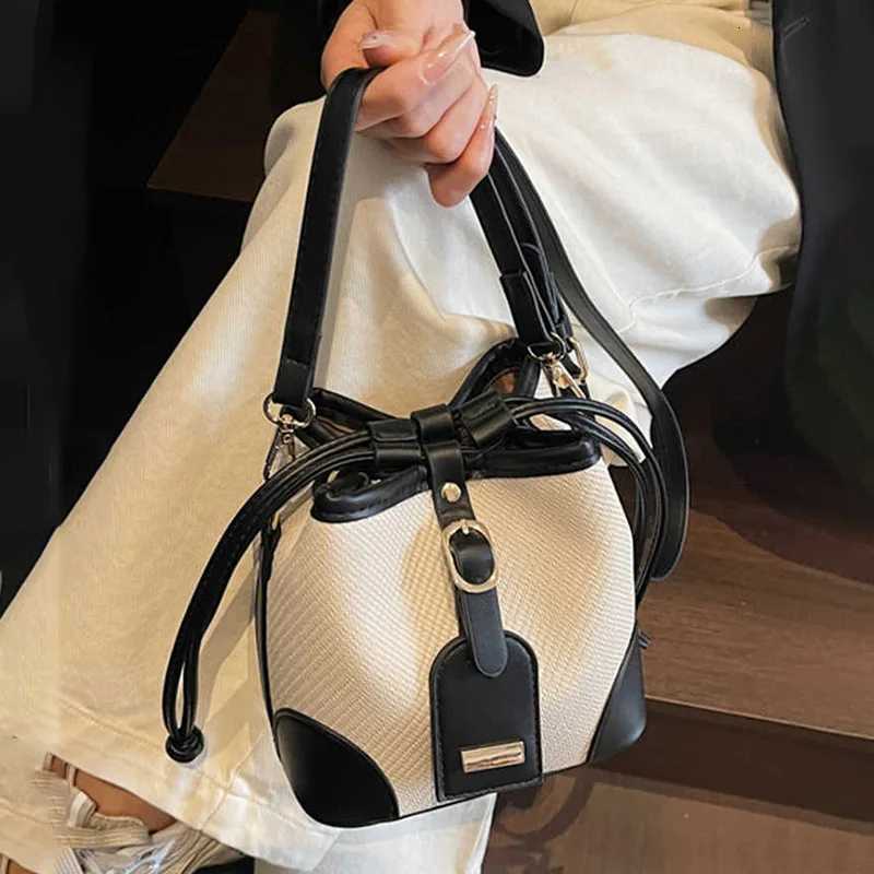 Wen Ctrast Color Handle Bucket Bag Summer Versatile Crossbody Bags Korean Style Daily Cmuting Shoder Purse D251014