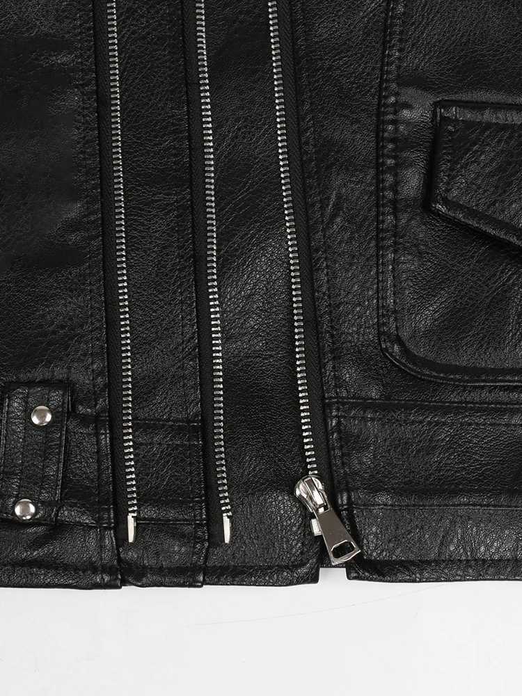 Mauroicardi Autumn Black Motorcycle Pu Leather Vest Men Zipper Pockets Plus Size Faux Leather Biker Sleeveless Jacket 4xl 5xl J251014