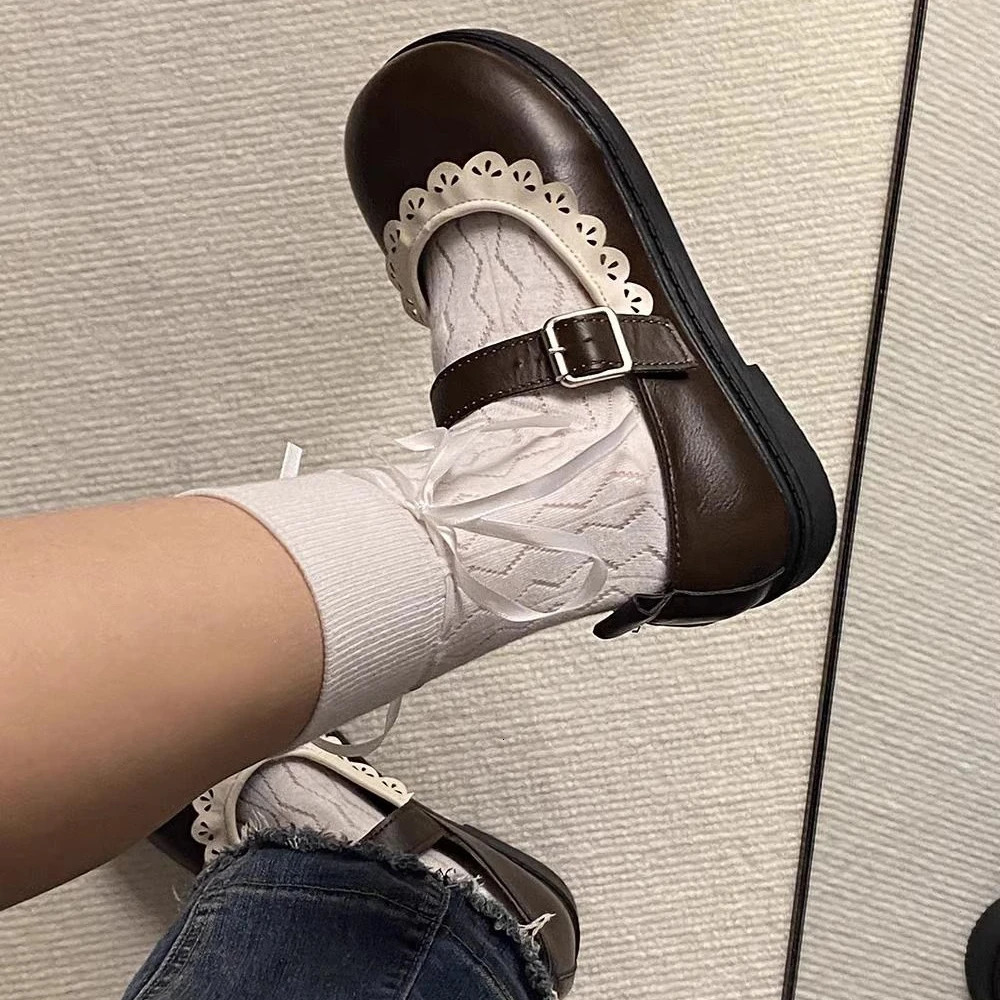 Woman Pumps Gothic Shoes for Women Kawaii Mary Jane Evening Black Cute Low Heel Elegant Japanese Style Lolita Round Toe L Korean 251010