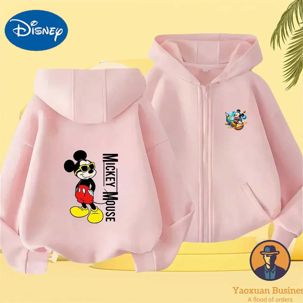 Disney Mickey Mouse Mens Cartoon Hoodie Spring and Autumn Largesized Zippered Sweatshirt New Childrens Street Fashion H251014