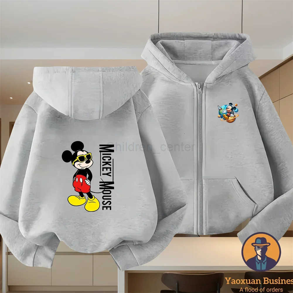 Disney Mickey Mouse Mens Cartoon Hoodie Spring and Autumn Largesized Zippered Sweatshirt New Childrens Street Fashion H251014