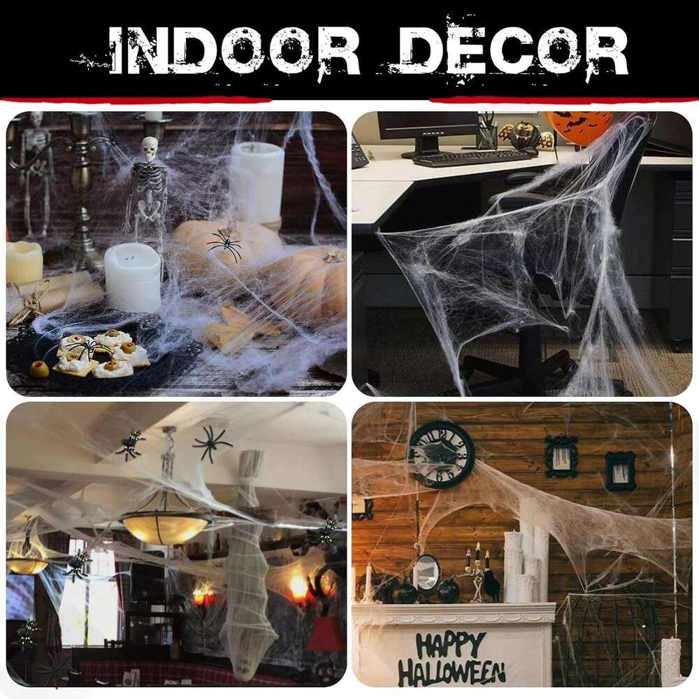 1000 sqft Spider Webs Decorations Bonus with 30 Fake Spiders, Super Stretch Cobwebs for Halloween Indoor and Outdoor Party Supplies