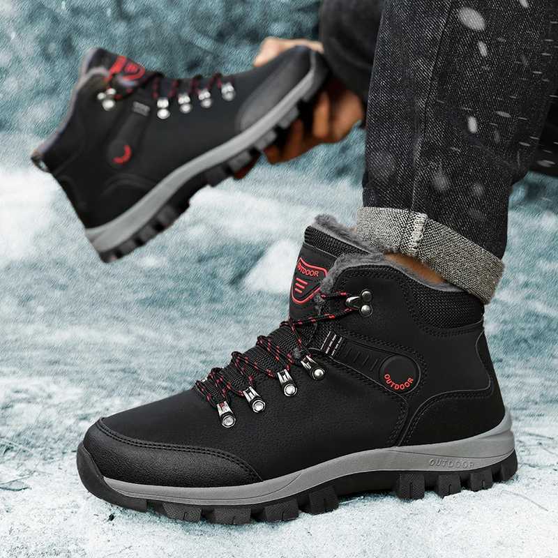 Hightop Mens Hiking Boots Winter Outdoor Sneakers Plush Warm Snow Ankle Boots for Men Waterproof Sport Casual Trekking Shoes C251014