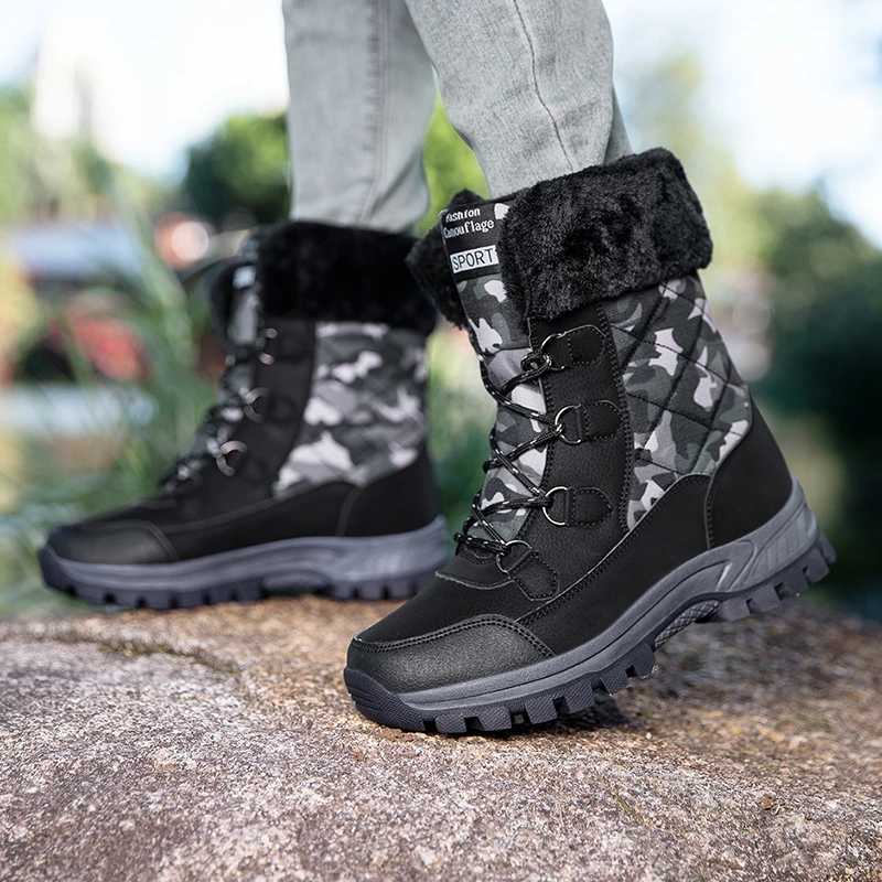 Winter Womens Boots Thicked Plush Warm Hiking Shoes for Women Rubber Soled Nonslip Outdoor Mountaineering Snow Ankle Boots C251014