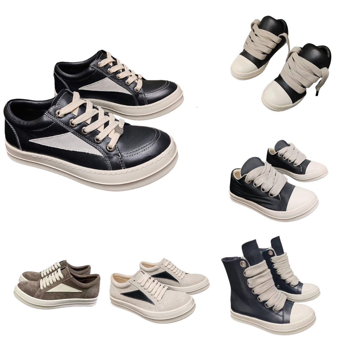 Designer Ro Owenes Casual Shoes Mens Women Low Black White Furry Canvas RO FW25 Outdoor Boots CONCORDIANS RUNWAY VINTAGE JUMBOLACE Genuine Leather Luxury Sneakers