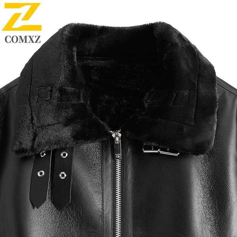 COMXZ Retro Shearling Leather Jacket Premium Trendy Cold Proof Working PU Leather Coat Leisure Daily Wear Of Warm Clothing J251014