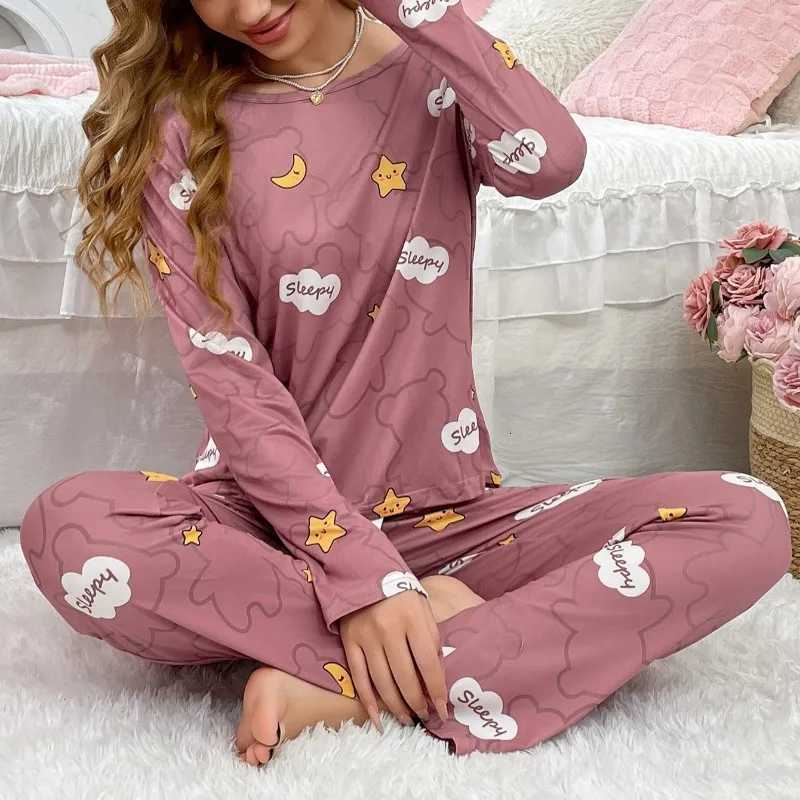 Women Pajamas Set Long Sleeve Top And Pants Sleepwear 2 Piece Set For Women Autumn Casual Loose Elastic Homewear SweetT251014