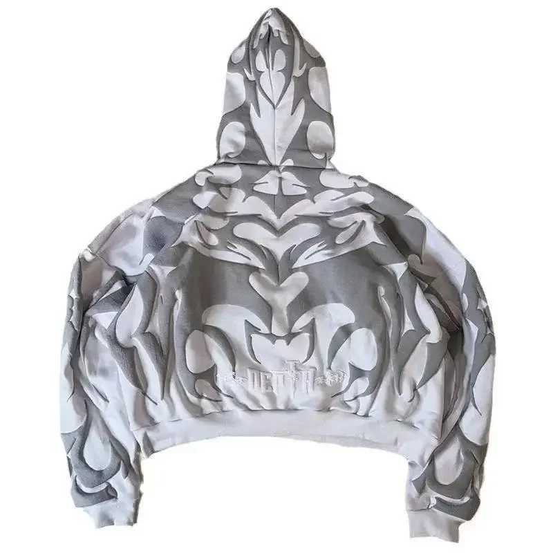 Tiger Gray Sweater Men High Street American Retro Hip Hop Y2K Zipper Hooded Sweater Couple Casual Sweatshirt Unisex Tops NewCoat J251203