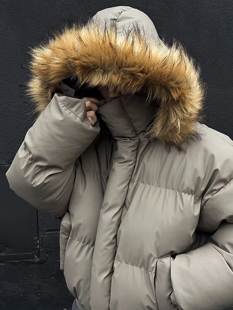 Mens Thiened Winter Cotton Jaet with Detachable Hat Fur Collar ort Bread Sle PU Leather And Cotton Coat for Teens 251011