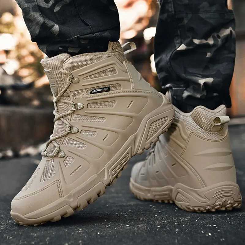 CHRLCK Tactical Boot Men NonSlip Hiking Shoes Waterproof Shock Absorbing Hiking Shoes Outdoor Lightweight Climb Hunting Shoes C251014