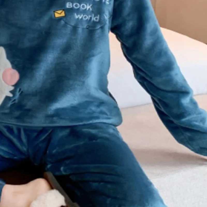 Winter Padded Warm Pajamas Flannel Round Neck Student Loungewear Ladies Sleepwear Homewear Long Sleeve Plus Size TwoPiece Set Y251013