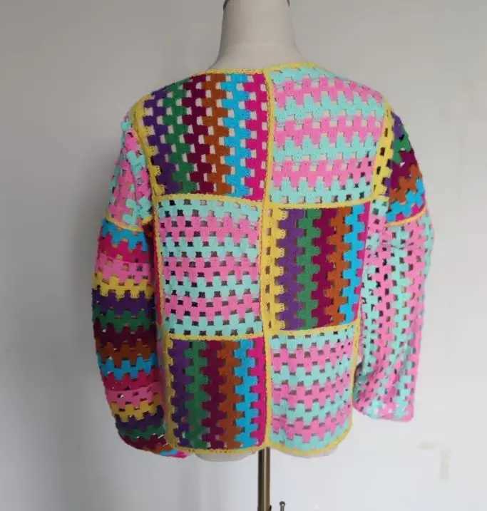 Colorful Sweater Coat Womens Autumn Fashion Unique Top Style Slim and Versatile Knitted Cardigan W251014