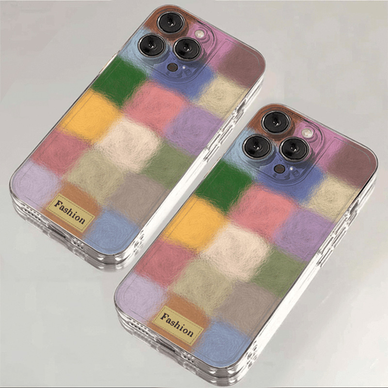 Trendy Aesthetic Cute Colorful Fuzzy Block iPhone 17 Pro Case Shockproof Design Slim Fit Protective Cover Phone Case with for Women Girls