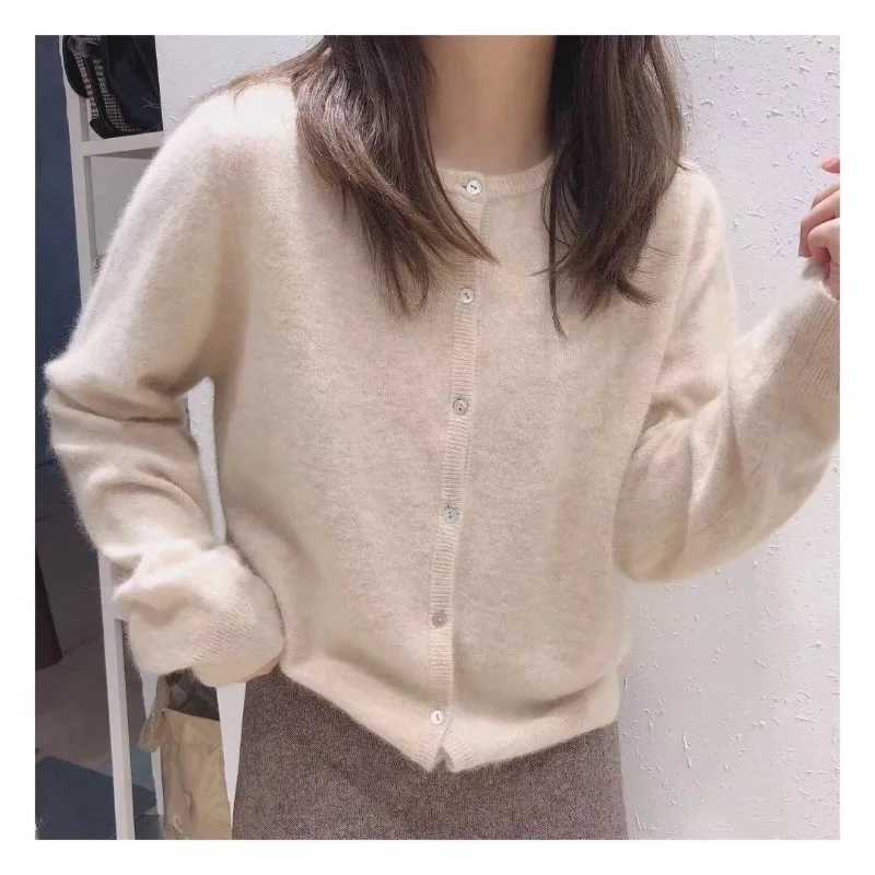 Autumn Casual Long Sved Knitted Cardigan Ele Solid Color One Sweater Jaet Spring Single Breasted Womens Cardigan W251014