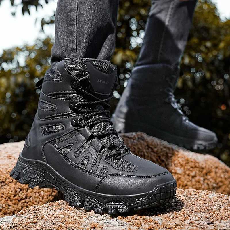 Outdoor Hiking Shoes Men Laceup Antislip Shockabsorbing Comfortable Combat Boots Men Breathable Casual Ankle Boots Men C251014