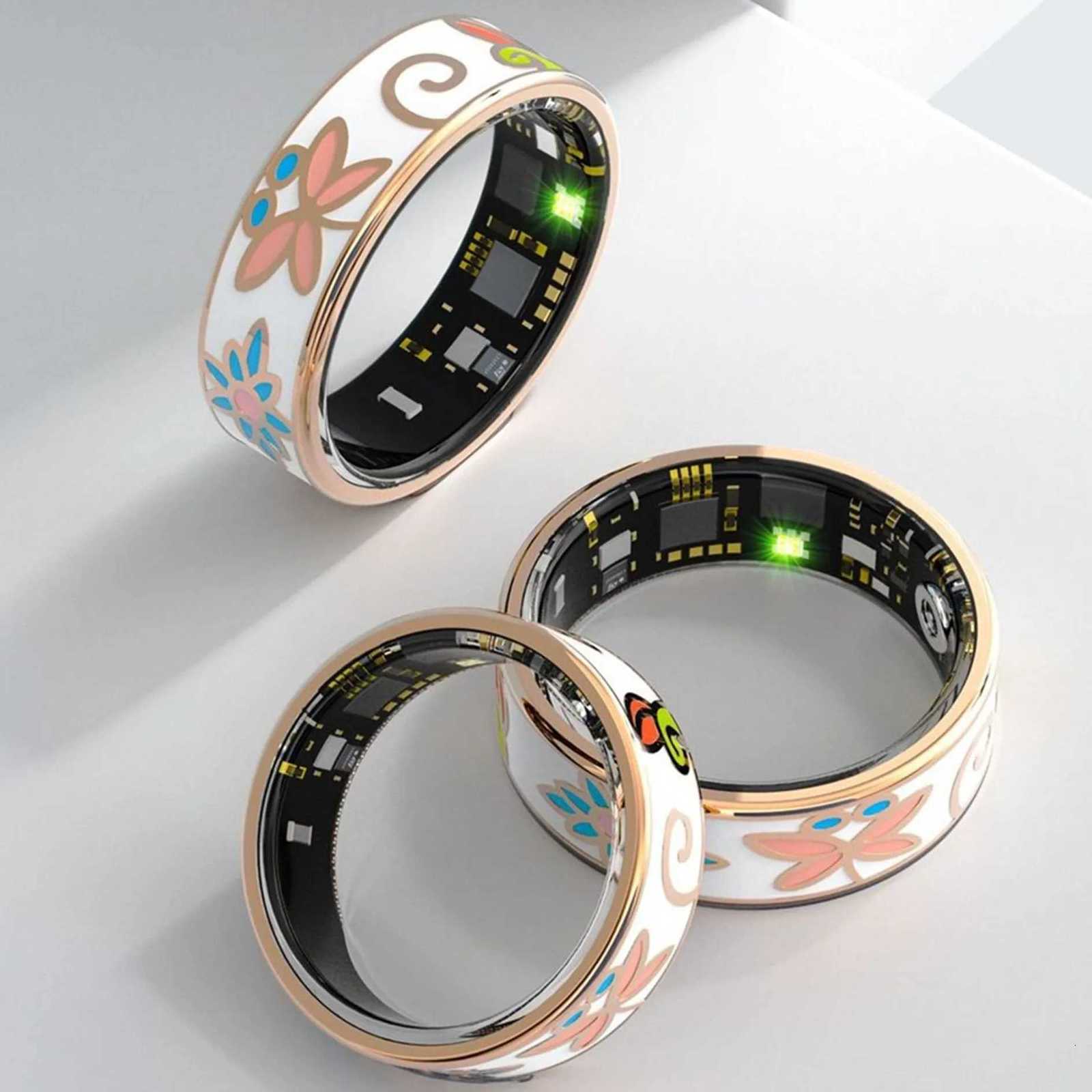 Enamel Smart Ring Rate Blood Pressure Health Monitoring Outdoor Sport Fitness Tracker Waterproof Bracelet Rings Y251014