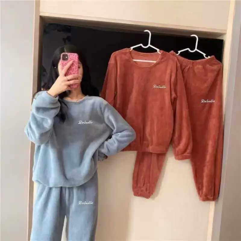 Autumn and Winter New Warm Coral Fleece Pajamas Homewear Suit Fashion Fairy Warm Suit Leisure Homewear Can Be Worn Outside Loose Y251013