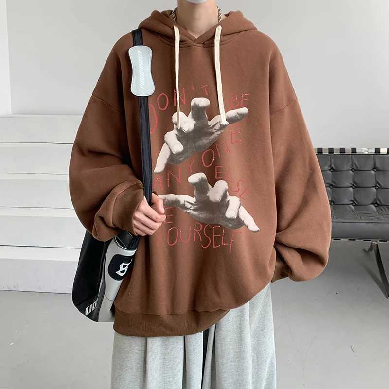 Funny Mens Oversized Hoodie Black 8XL Hoodies with Hat Oversize for Men Palm Print Man Casual Wear Hoody Male Sweatshirt J251014