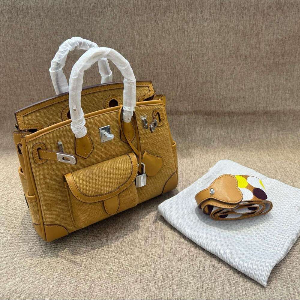 Luxury bag Fashion Top Layer Swift and Canvas Women s BK Cargo Genuine Leather Handbag Casual Bag Trendy