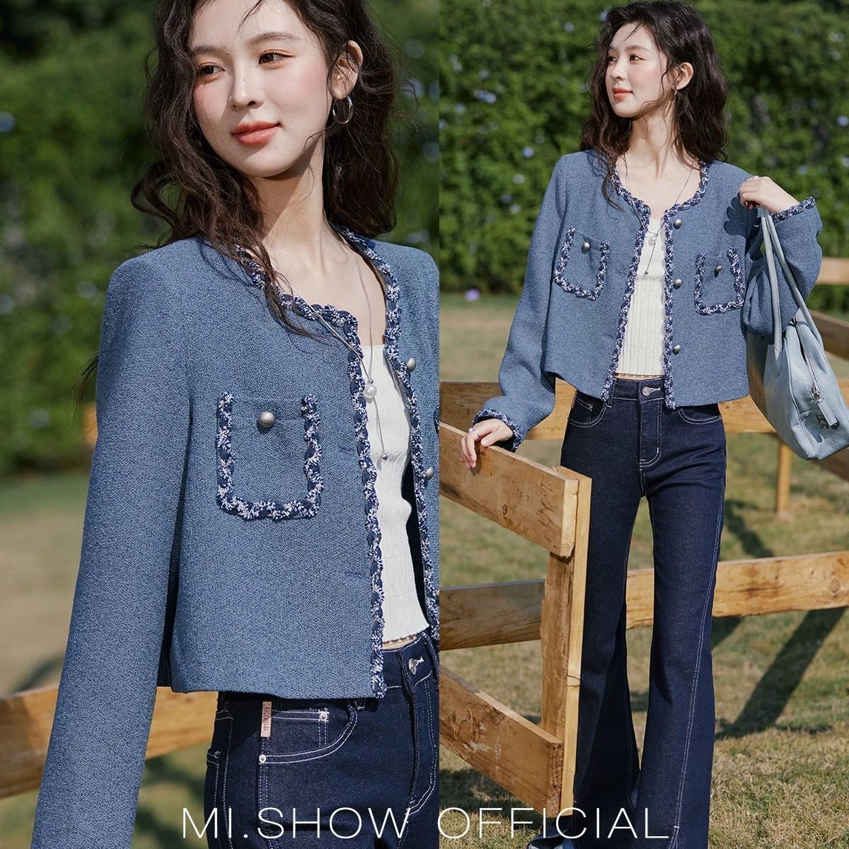 2025 autumn design and winter luxury new retro style designer jacket women's short jacket new shoulder pad slim patch satin ribbon small jacket