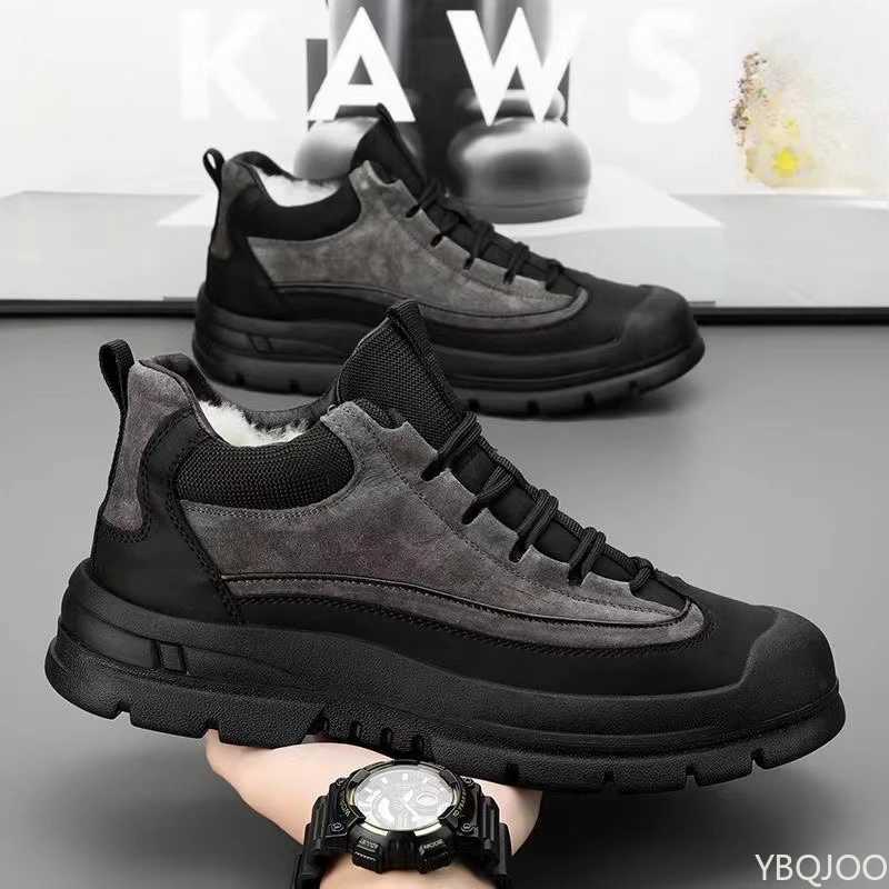 Casual comfortable snow boots men winter warm high top cotton shoes outdoor fashionable versatile anti slip workwear boots C251014