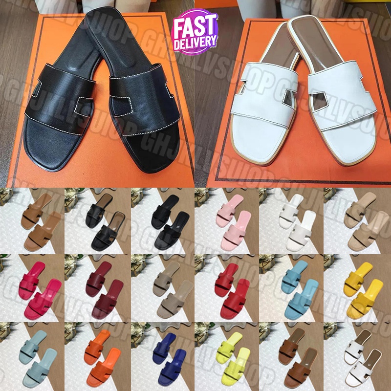 designer slides slippers Indoor slippers bathroom sandals womens luxury triple black white brown leather suede flat slide beach black ladies outdoor shoes 35-42