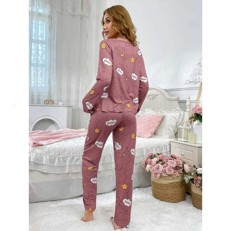 Women Pajamas Set Long Sleeve Top And Pants Sleepwear 2 Piece Set For Women Autumn Casual Loose Elastic Homewear SweetT251014